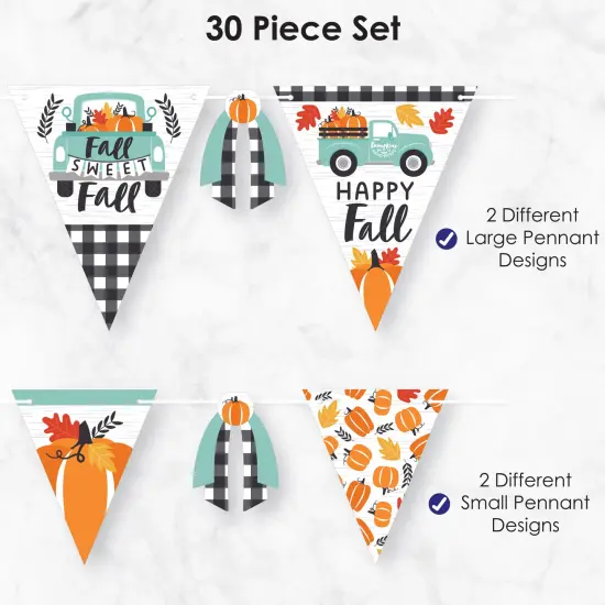 Big Dot of Happiness Happy Fall Truck - DIY Harvest Pumpkin Party Pennant Garland Decoration - Triangle Banner - 30 Pieces {6}