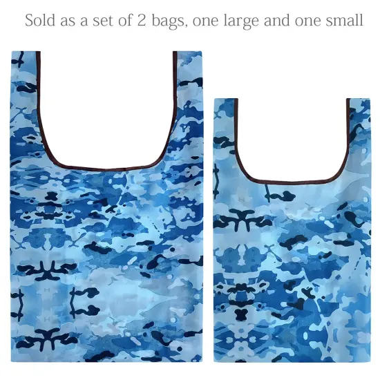 Wrapables JoliBag Collection Reusable Shopping Bag (Set of 2) Blue Camo {3}