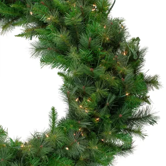 Northlight Real Touch™️ Pre-Lit Canyon Pine Artificial Christmas Wreath - 60" - Clear LED Lights Green {3}