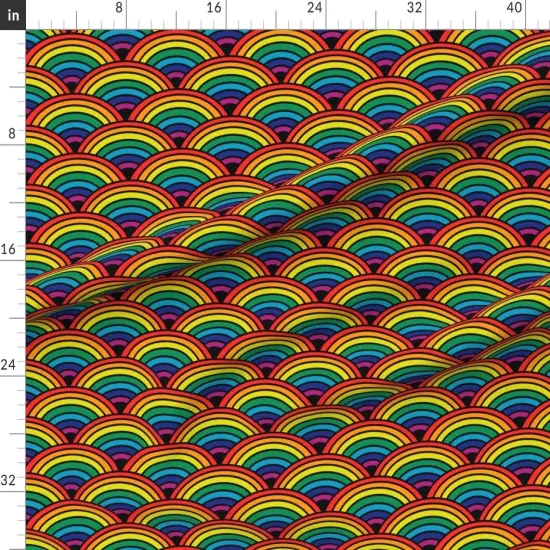 Various Fabrics by the Yard or Fat Quarter Rainbow Colorful Arches Scallop Whimsical Maximalist Custom Printed Fabric by Spoonflower {1}