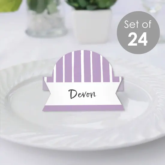 Big Dot of Happiness Purple Stripes - Simple Party Decorations Tent Buffet Card - Table Setting Name Place Cards - Set of 24 {3}