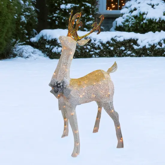 Northlight Lighted Standing Buck Outdoor Christmas Decoration - 48" - Warm White Lights {3}
