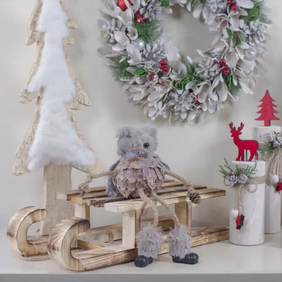 Northlight Glittered Pinecone Fuzzy Bear Christmas Figure - 5.5" Brown {3}