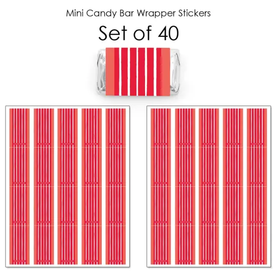 Big Dot of Happiness Red Stripes - Mini Candy Bar Wrapper Stickers - Simple Party Small Favors - 40 Count {4}