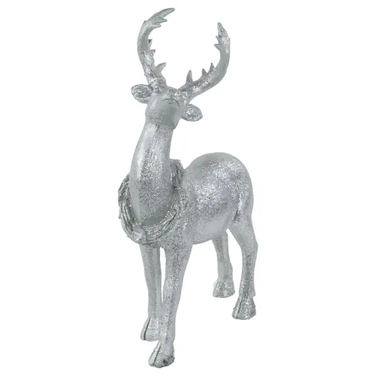 Northlight Standing Glitter Reindeer Decoration - 10.75" - Silver {6}