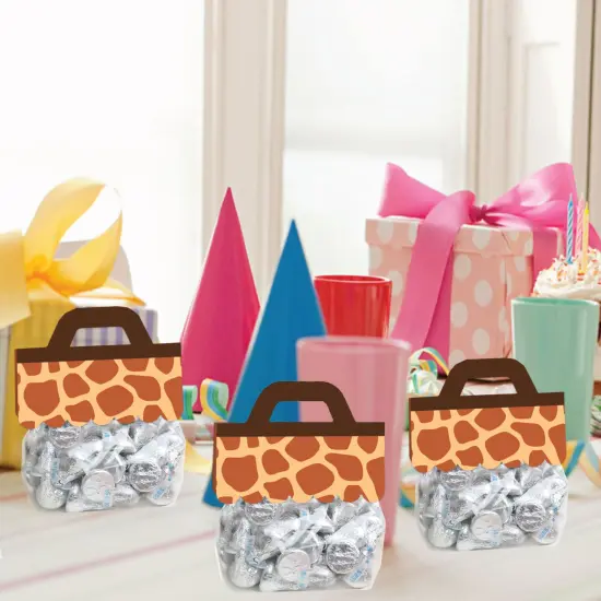 Big Dot of Happiness Giraffe Print - DIY Safari Party Clear Goodie Favor Bag Labels - Candy Bags with Toppers - Set of 24 {7}