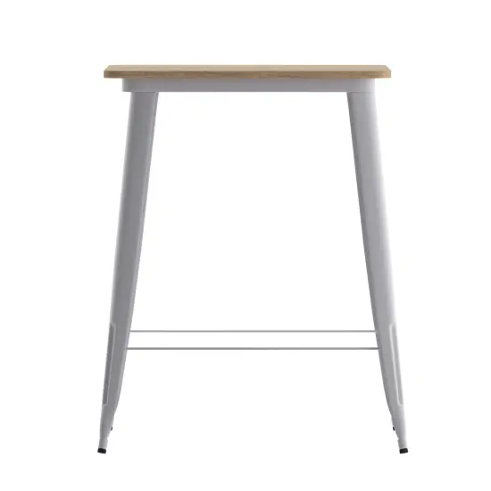 Merrick Lane Dryden Indoor/Outdoor Bar Top Table, 31.5" Square All Weather Poly Resin Top with Steel base Brown/Red {8}