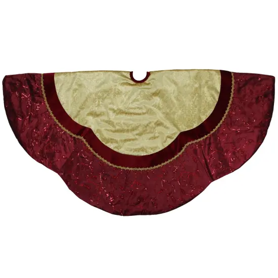 Northlight 60" Red and Gold Scalloped Sequined Christmas Tree Skirt {3}