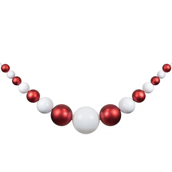 Northlight 6' Red and White Shiny and Matte Shatterproof Ball Christmas Swag {1}