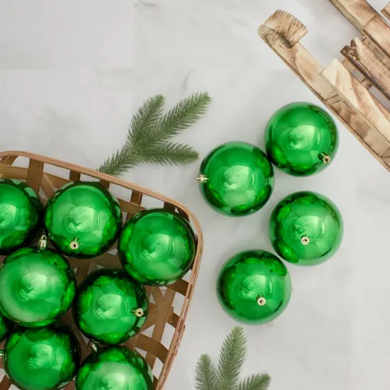 Northlight Shatterproof Shiny Christmas Ball Ornaments - 4" (100mm) - Christmas Green - 12ct {3}
