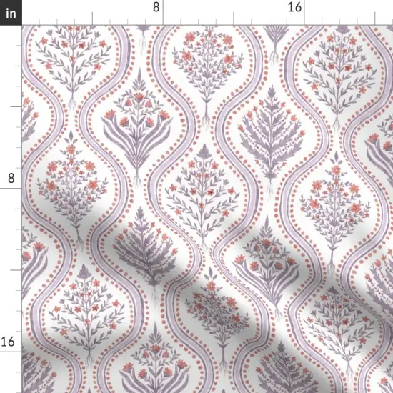 Various Fabrics by the Yard or Fat Quarter Botanical Damask Elegant Garden Lilac Burnt Red Medium Scale Grandmillenial Ogee Custom Printed Fabric by Spoonflower {2}