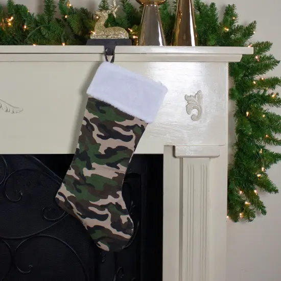 Northlight Camouflage Christmas Stocking with Cuff - 19" - Green and White {1}