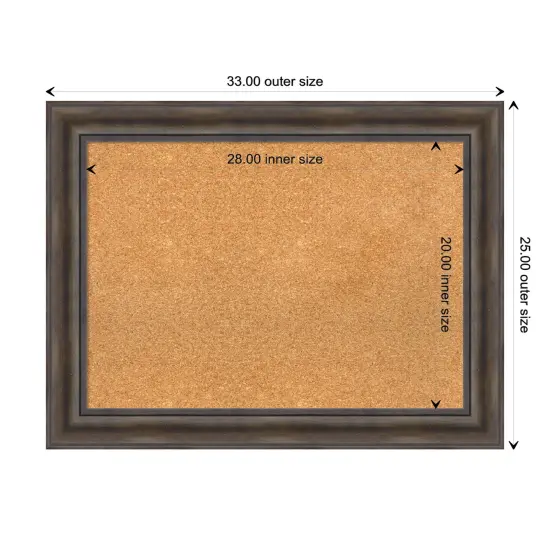 Rustic Pine Wood Framed Corkboard, Natural Cork Rustic Pine Brown {3}