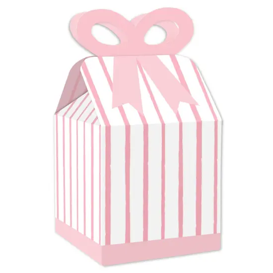 Big Dot of Happiness Pink Stripes - Square Favor Gift Boxes - Simple Party Bow Boxes - Set of 12 {1}