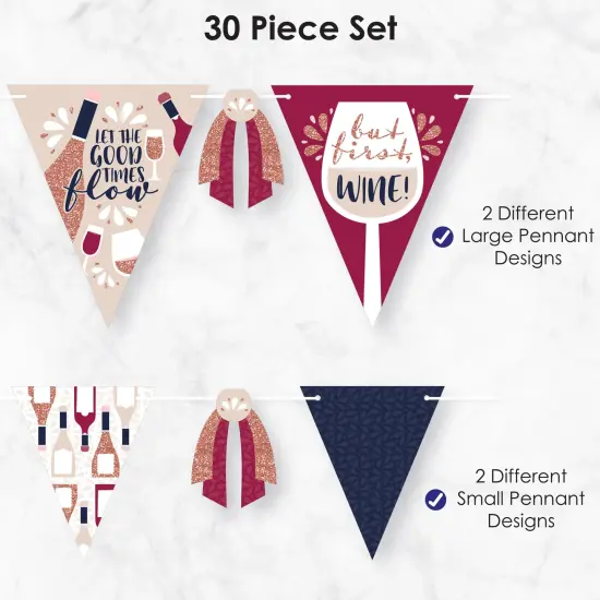 Big Dot of Happiness But First, Wine - DIY Wine Tasting Party Pennant Garland Decoration - Triangle Banner - 30 Pieces {6}