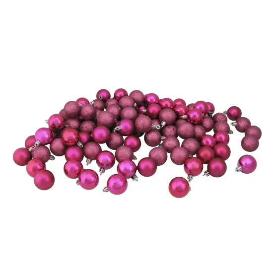Northlight Shatterproof 4-Finish Christmas Ball Ornaments - 1.5" (40mm) - Magenta Pink - 96ct {1}