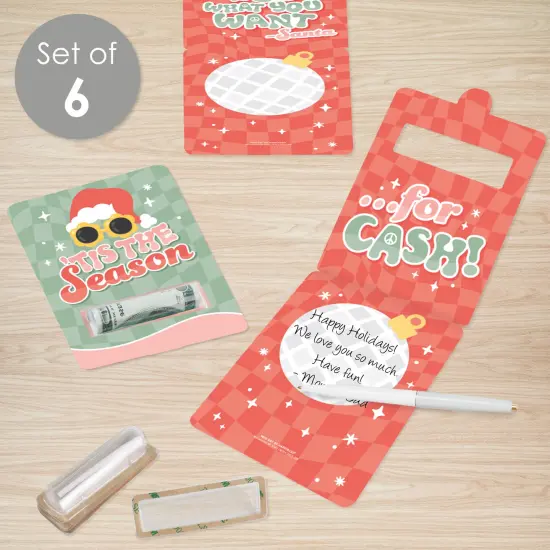 Big Dot of Happiness Groovy Christmas - DIY Assorted Pastel Holiday Party Cash Holder Gift - Funny Money Cards - Set of 6 {3}
