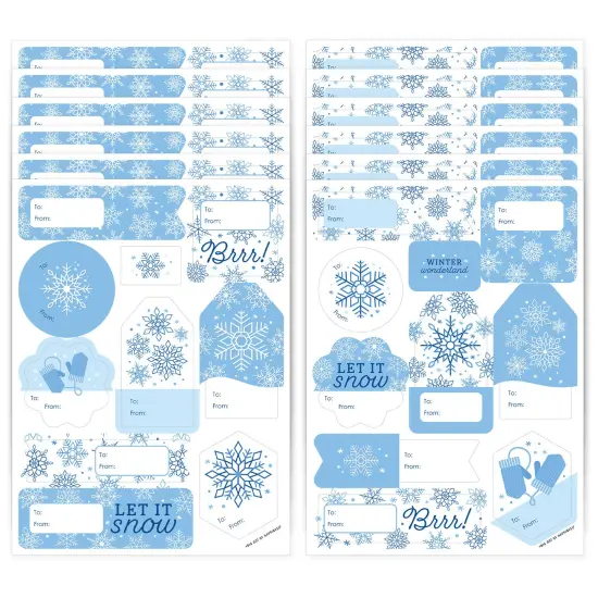 Big Dot of Happiness Blue Snowflakes - Assorted Winter Holiday Party Gift Tag Labels - To and From Stickers - 12 Sheets - 120 Stickers {1}