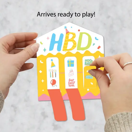 Big Dot of Happiness Party Time - Happy Birthday Party Game Pickle Cards - Pull Tabs 3-in-a-Row - Set of 12 {4}