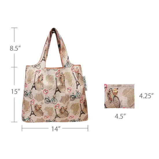 Wrapables Foldable Tote Nylon Reusable Grocery Bag (Set of 2) Paris {3}