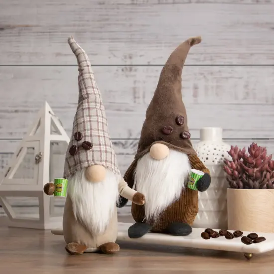 Northlight 14.5" Brown Coffee Bean Gnome with Coffee Cup {3}