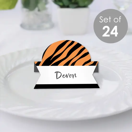 Big Dot of Happiness Tiger Print - Jungle Party Tent Buffet Card - Table Setting Name Place Cards - Set of 24 {3}