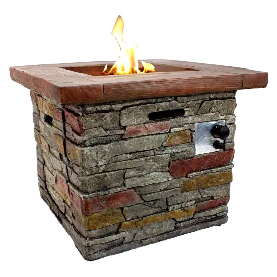 Northlight 30.25" Classic Stone Square Gas Fire Pit Gray {1}