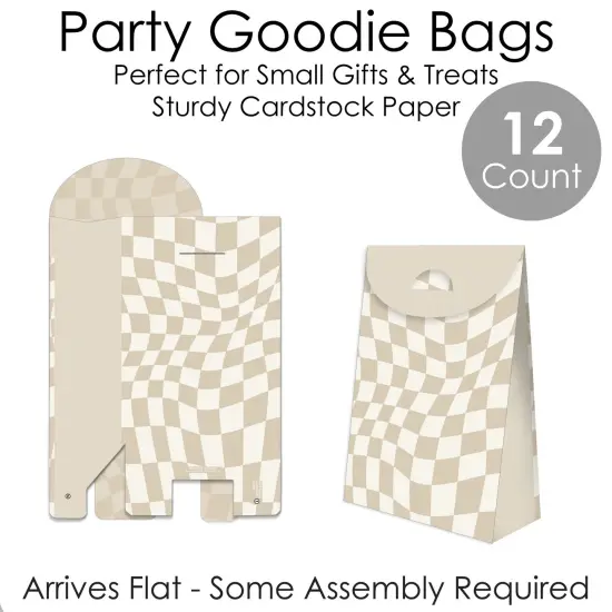 Big Dot of Happiness Tan Checkered Party - Gift Favor Bags - Party Goodie Boxes - Set of 12 {7}