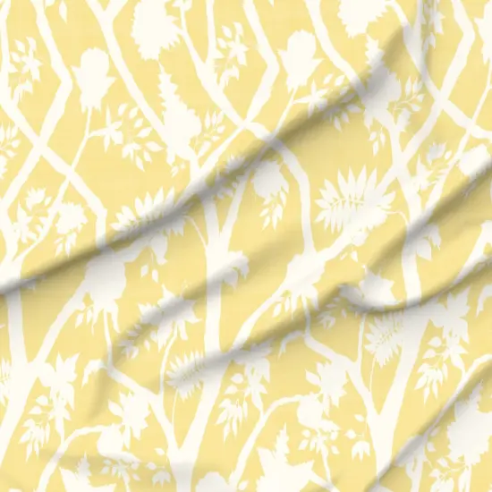 Various Fabrics by the Yard or Fat Quarter Chinoiserie Butter Yellow Cream Floral Flower Silhouette Timeless Grandmillenial Custom Printed Fabric by Spoonflower {6}