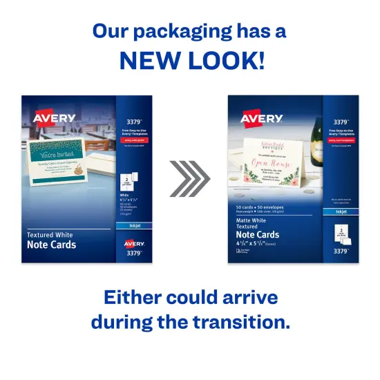 Avery Printable Note Cards with Envelopes, 4.25" x 5.5", Textured White, 50 Blank Note Cards for Inkjet Printers (3379) {2}