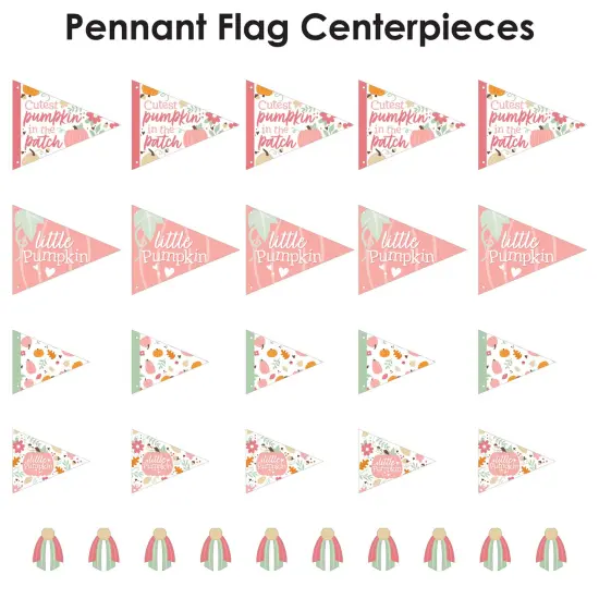 Big Dot of Happiness Girl Little Pumpkin - Triangle Fall Birthday Party or Baby Shower Photo Props - Pennant Flag Centerpieces - Set of 20 {7}