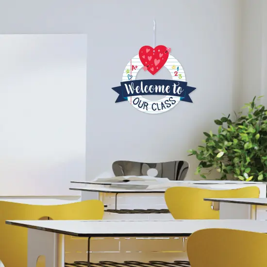 Big Dot of Happiness Welcome to Our Class - Front Door First Day of School Classroom Seasonal Decor - Interchangeable Wreath {4}