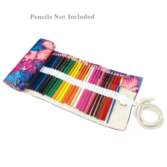 Wrapables Pencil Roll Organizer, Colored Pencil Wrap Pouch (72 slots) Vibrant Leaves {4}