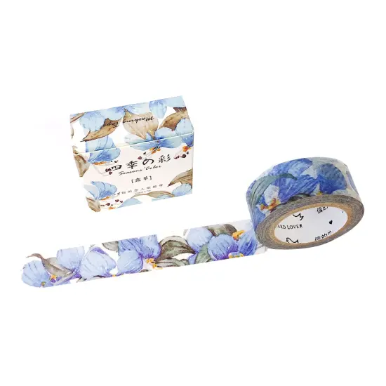 Wrapables Flowers and Greens Washi Masking Tape, 15mm x 7m Forget Me Nots {2}