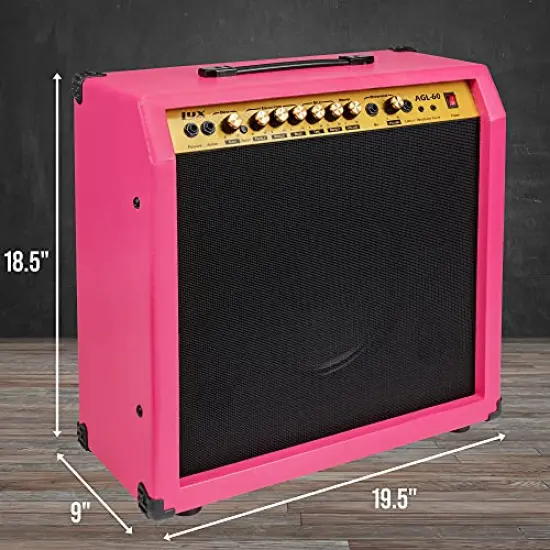 LyxPro Electric Guitar Amp, 60 Watt Portable Amplifier Pink {3}