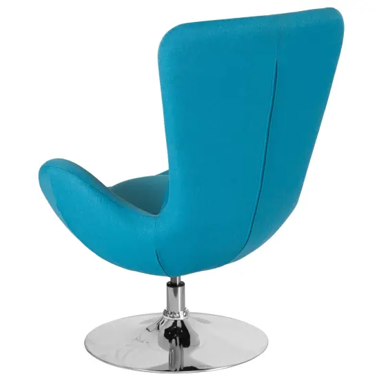 Merrick Lane Soro High-Back Egg Style Lounge Chair With 360&deg; Swivel Metal Base Aqua Fabric {4}