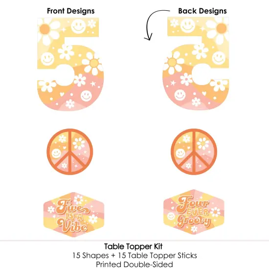 Big Dot of Happiness Five is a Vibe - Boho Hippie Fifth Birthday Party Centerpiece Sticks - Table Toppers - Set of 15 {6}