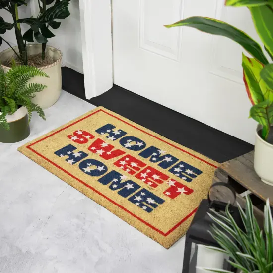Northlight Red and Blue Americana Home Sweet Home Coir Outdoor Doormat 18" x 30" {4}