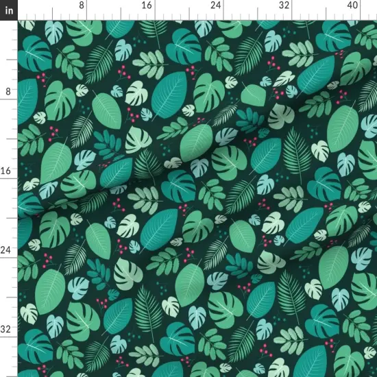 Various Fabrics by the Yard or Fat Quarter Green Leaves Floral Nature Garden Exotic Jungle Botanical Medium Scale Custom Printed Fabric by Spoonflower {1}