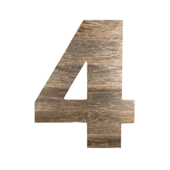 Rustic Farmhouse Large 16" Weathered Gray Decorative Monogram Wood Number {4}