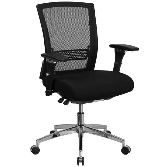 Emma and Oliver 24/7 300 lb. Rated Seat Slider Ergonomic Office Chair with Adjustable Lumbar Black LeatherSoft {6}
