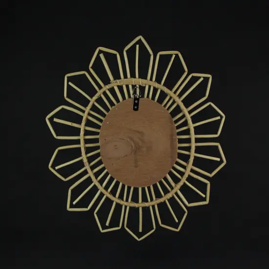 Natural Willow Wicker Framed Geometric Design Wall Mirror 17 Inch Diameter {5}