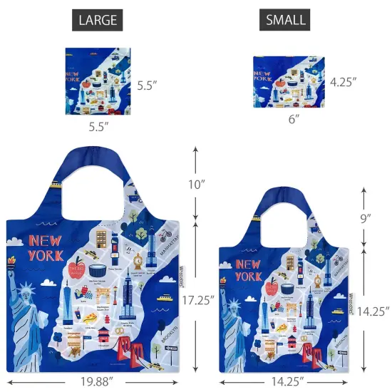 Wrapables Large & Small Allybag Foldable & Lightweight Reusable Grocery Bags (Set of 2) New York {2}