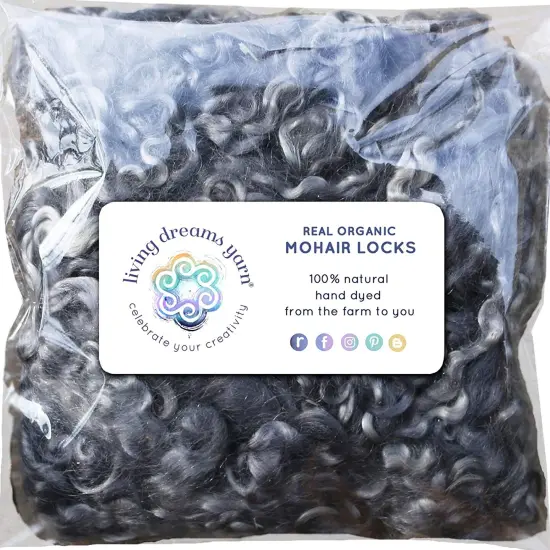 GRAY MOHAIR LOCKS. Organic Hand-Dyed Curly Wool for Rooting Doll Hair, Felting, Blending, Spinning. 1oz {1}