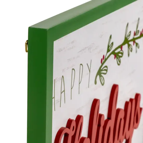 Northlight 15.75" Framed "Happy Holidays" Christmas Wooden Wall Sign White {5}