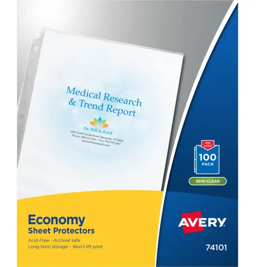 Avery Semi-Clear Economy Sheet Protectors, Top Load, 100 Document Protectors (74101) {1}