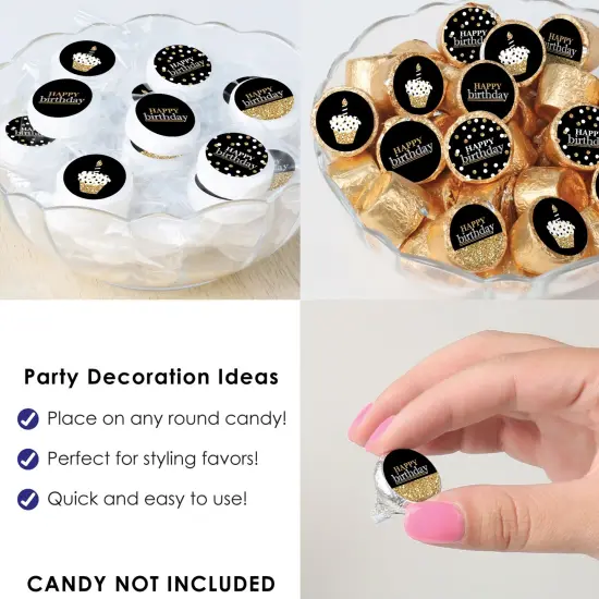 Big Dot of Happiness Adult Happy Birthday - Gold - Birthday Party Small Round Candy Stickers - Party Favor Labels - 324 Count {6}
