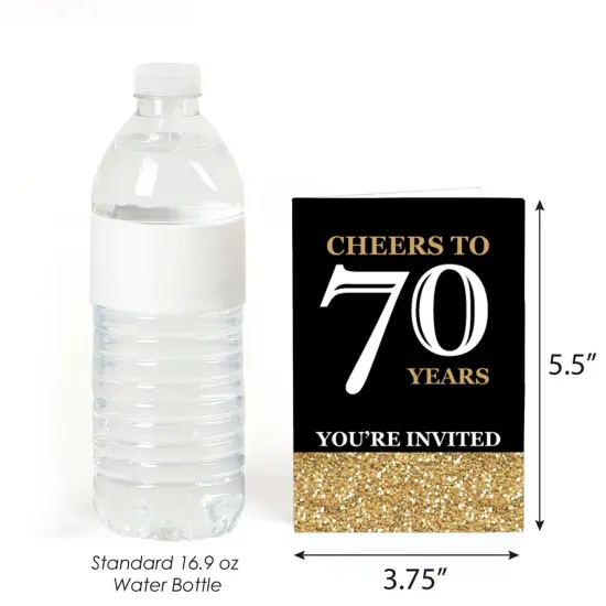 Big Dot of Happiness Adult 70th Birthday - Gold - Fill-In Birthday Party Invitations (8 count) {4}