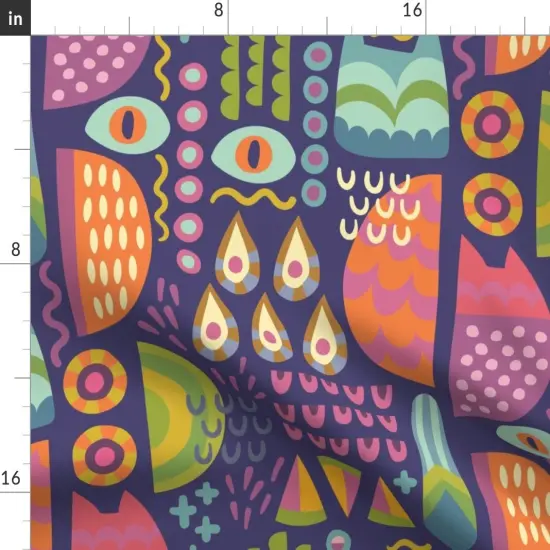 Various Fabrics by the Yard or Fat Quarter Whimsical Strigiforme Raptor Modern Custom Printed Fabric by Spoonflower {2}
