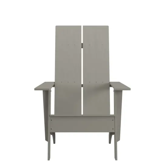 Merrick Lane Piedmont Modern 2 Slat Back All-Weather Poly Resin Wood Adirondack Chair Gray {3}